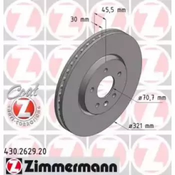 Диск гальмівний (передний) Opel Astra J 09-/Zafira C 11- (321x30) (с покрытием) (вентил.) (430.2629.20)