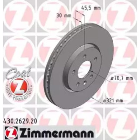 Диск тормозной (передний) Opel Astra J 09-/Zafira C 11- (321x30) (с покрытием) (вентил.) (430.2629.20)
