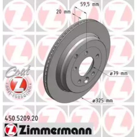 Диск тормозной (задний) Land Rover Discovery III/IV 04-/Range Rover Sport 05-13 (325x20) (с покрыт.) (450.5209.20)