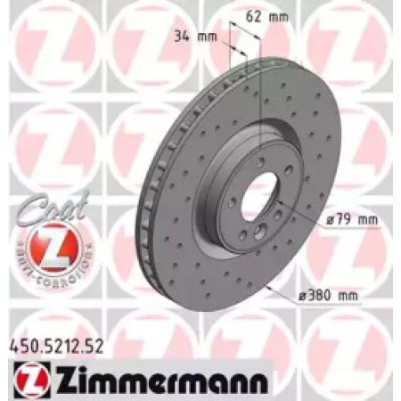 Диск тормозной (передний) Land Rover Range Rover 2.0-5.0D 09- (380x34) (с покрытием) (вентилируемый) (450.5212.52)