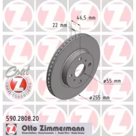 Диск гальмівний (передний) Toyota Yaris 05- (255x22) (590.2808.20)