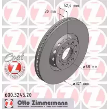 Диск гальмівний (передний) VW Passat 00-05 (321x30) (с покрытием) (вентилируемый) (600.3245.20)
