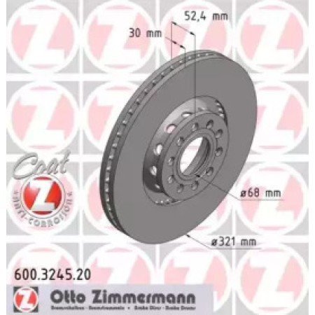 Диск гальмівний (передний) VW Passat 00-05 (321x30) (с покрытием) (вентилируемый) (600.3245.20)