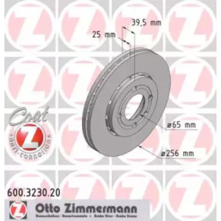 Диск тормозной (передний) VW Lupo/Polo 98-05 (256x25) (с покрытием) (вентилируемый) (600.3230.20)