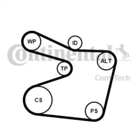 Комплект ремня генератора BMW 3 (E36)/5 (E34/E39)/7 (E38) 2.0-2.8 90-03 (M50/M52) (6PK1555K1)